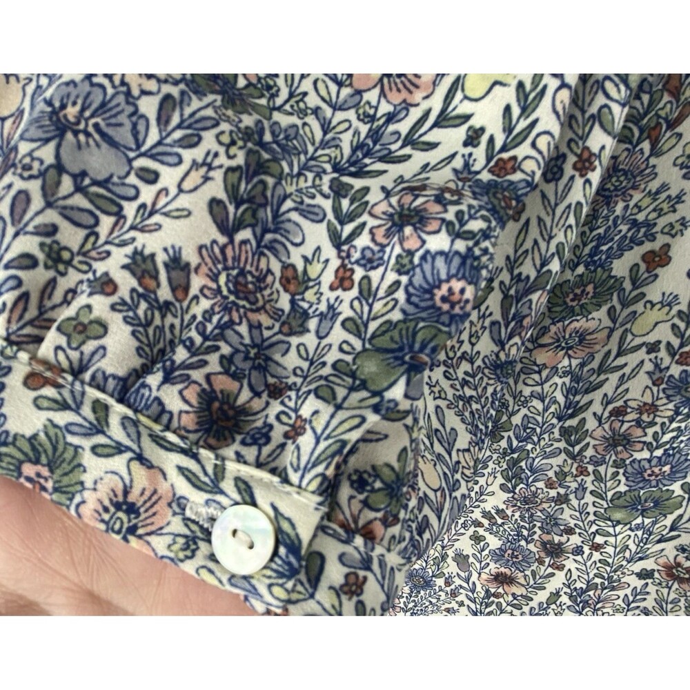 Rose + Olive Top Blouse 3X Blue Pink Ditsy Floral 3/4 Sleeve Flowy Peasant Boho - Picture 11 of 11